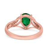 Teardrop Dainty Art Deco Pear Wedding Engagement Bridal Ring Round Simulated Cubic Zirconia 925 Sterling Silver