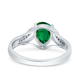 Teardrop Dainty Art Deco Pear Wedding Engagement Bridal Ring Round Simulated Cubic Zirconia 925 Sterling Silver