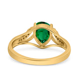 Teardrop Dainty Art Deco Pear Wedding Engagement Bridal Ring Round Simulated Cubic Zirconia 925 Sterling Silver