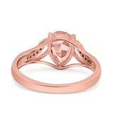 Teardrop Dainty Art Deco Pear Wedding Engagement Bridal Ring Round Simulated Cubic Zirconia 925 Sterling Silver