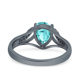 Teardrop Dainty Art Deco Pear Wedding Engagement Bridal Ring Round Simulated Cubic Zirconia 925 Sterling Silver