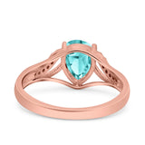 Teardrop Dainty Art Deco Pear Wedding Engagement Bridal Ring Round Simulated Cubic Zirconia 925 Sterling Silver