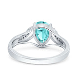 Teardrop Dainty Art Deco Pear Wedding Engagement Bridal Ring Round Simulated Cubic Zirconia 925 Sterling Silver