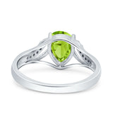Teardrop Dainty Art Deco Pear Wedding Engagement Bridal Ring Round Simulated Cubic Zirconia 925 Sterling Silver