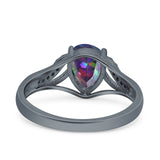 Teardrop Dainty Art Deco Pear Wedding Engagement Bridal Ring Round Simulated Cubic Zirconia 925 Sterling Silver