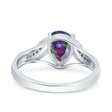 Teardrop Dainty Art Deco Pear Wedding Engagement Bridal Ring Round Simulated Cubic Zirconia 925 Sterling Silver
