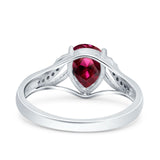 Teardrop Dainty Art Deco Pear Wedding Engagement Bridal Ring Round Simulated Cubic Zirconia 925 Sterling Silver