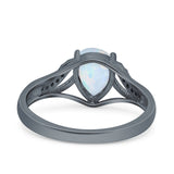 Teardrop Dainty Art Deco Pear Wedding Engagement Bridal Ring Round Simulated Cubic Zirconia 925 Sterling Silver