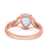 Teardrop Dainty Art Deco Pear Wedding Engagement Bridal Ring Round Simulated Cubic Zirconia 925 Sterling Silver