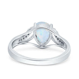 Teardrop Dainty Art Deco Pear Wedding Engagement Bridal Ring Round Simulated Cubic Zirconia 925 Sterling Silver