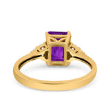 Emerald Cut Art Deco Wedding Engagement Ring Round Simulated Cubic Zirconia 925 Sterling Silver