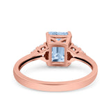 Emerald Cut Art Deco Wedding Engagement Ring Round Simulated Cubic Zirconia 925 Sterling Silver