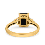 Emerald Cut Art Deco Wedding Engagement Ring Round Simulated Cubic Zirconia 925 Sterling Silver