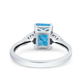 Emerald Cut Art Deco Wedding Engagement Ring Round Simulated Cubic Zirconia 925 Sterling Silver