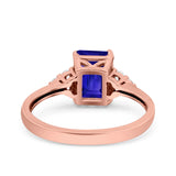 Emerald Cut Art Deco Wedding Engagement Ring Round Simulated Cubic Zirconia 925 Sterling Silver