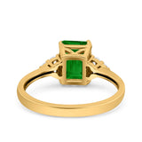 Emerald Cut Art Deco Wedding Engagement Ring Round Simulated Cubic Zirconia 925 Sterling Silver