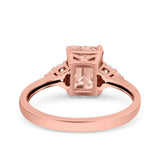 Emerald Cut Art Deco Wedding Engagement Ring Round Simulated Cubic Zirconia 925 Sterling Silver