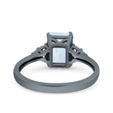 Emerald Cut Art Deco Wedding Engagement Ring Round Simulated Cubic Zirconia 925 Sterling Silver