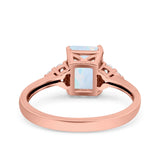 Emerald Cut Art Deco Wedding Engagement Ring Round Simulated Cubic Zirconia 925 Sterling Silver