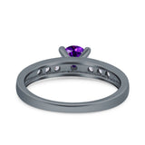 Art Deco Wedding Engagement Bridal Ring Round Simulated Cubic Zirconia 925 Sterling Silver