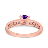 Art Deco Wedding Engagement Bridal Ring Round Simulated Cubic Zirconia 925 Sterling Silver