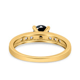 Art Deco Wedding Engagement Bridal Ring Round Simulated Cubic Zirconia 925 Sterling Silver
