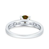 Art Deco Wedding Engagement Bridal Ring Round Simulated Cubic Zirconia 925 Sterling Silver