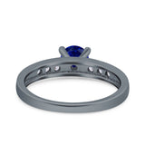 Art Deco Wedding Engagement Bridal Ring Round Simulated Cubic Zirconia 925 Sterling Silver