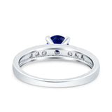 Art Deco Wedding Engagement Bridal Ring Round Simulated Cubic Zirconia 925 Sterling Silver