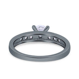 Art Deco Wedding Engagement Bridal Ring Round Simulated Cubic Zirconia 925 Sterling Silver