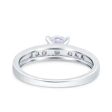 Art Deco Wedding Engagement Bridal Ring Round Simulated Cubic Zirconia 925 Sterling Silver