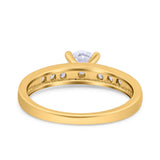 Art Deco Wedding Engagement Bridal Ring Round Simulated Cubic Zirconia 925 Sterling Silver