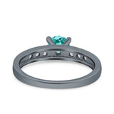 Art Deco Wedding Engagement Bridal Ring Round Simulated Cubic Zirconia 925 Sterling Silver