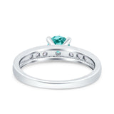 Art Deco Wedding Engagement Bridal Ring Round Simulated Cubic Zirconia 925 Sterling Silver