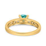 Art Deco Wedding Engagement Bridal Ring Round Simulated Cubic Zirconia 925 Sterling Silver