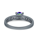 Art Deco Wedding Engagement Bridal Ring Round Simulated Cubic Zirconia 925 Sterling Silver