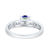 Art Deco Wedding Engagement Bridal Ring Round Simulated Cubic Zirconia 925 Sterling Silver