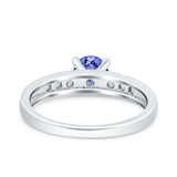 Art Deco Wedding Engagement Bridal Ring Round Simulated Cubic Zirconia 925 Sterling Silver