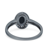 Halo Oval Art Deco Wedding Engagement Bridal Ring Round Simulated Cubic Zirconia 925 Sterling Silver