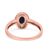 Halo Oval Art Deco Wedding Engagement Bridal Ring Round Simulated Cubic Zirconia 925 Sterling Silver