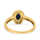 Halo Oval Art Deco Wedding Engagement Bridal Ring Round Simulated Cubic Zirconia 925 Sterling Silver