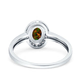 Halo Oval Art Deco Wedding Engagement Bridal Ring Round Simulated Cubic Zirconia 925 Sterling Silver