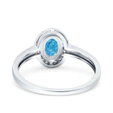 Halo Oval Art Deco Wedding Engagement Bridal Ring Round Simulated Cubic Zirconia 925 Sterling Silver