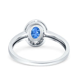 Halo Oval Art Deco Wedding Engagement Bridal Ring Round Simulated Cubic Zirconia 925 Sterling Silver
