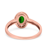 Halo Oval Art Deco Wedding Engagement Bridal Ring Round Simulated Cubic Zirconia 925 Sterling Silver