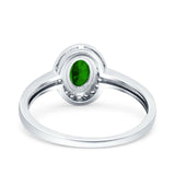 Halo Oval Art Deco Wedding Engagement Bridal Ring Round Simulated Cubic Zirconia 925 Sterling Silver