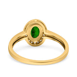 Halo Oval Art Deco Wedding Engagement Bridal Ring Round Simulated Cubic Zirconia 925 Sterling Silver