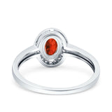 Halo Oval Art Deco Wedding Engagement Bridal Ring Round Simulated Cubic Zirconia 925 Sterling Silver