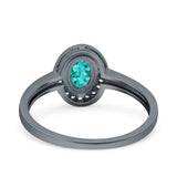 Halo Oval Art Deco Wedding Engagement Bridal Ring Round Simulated Cubic Zirconia 925 Sterling Silver