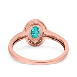 Halo Oval Art Deco Wedding Engagement Bridal Ring Round Simulated Cubic Zirconia 925 Sterling Silver